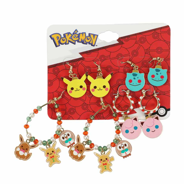 Pokemon Characters Christmas 3 Pack Earring Set | Black Friday Online now